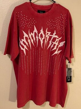 Reserved Supply Mens Oversize T-Shirt Distressed with IMMORTAL Graphic Size L